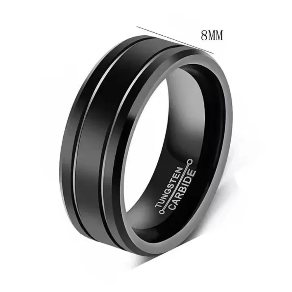 Men’s 8mm Black Tungsten Carbide Wedding Band – Comfort Fit Ring Size 10 - Picture 5 of 6